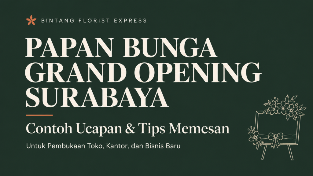 apan bunga grand opening Surabaya — contoh ucapan dan tips memesan dari Bintang Florist Express.