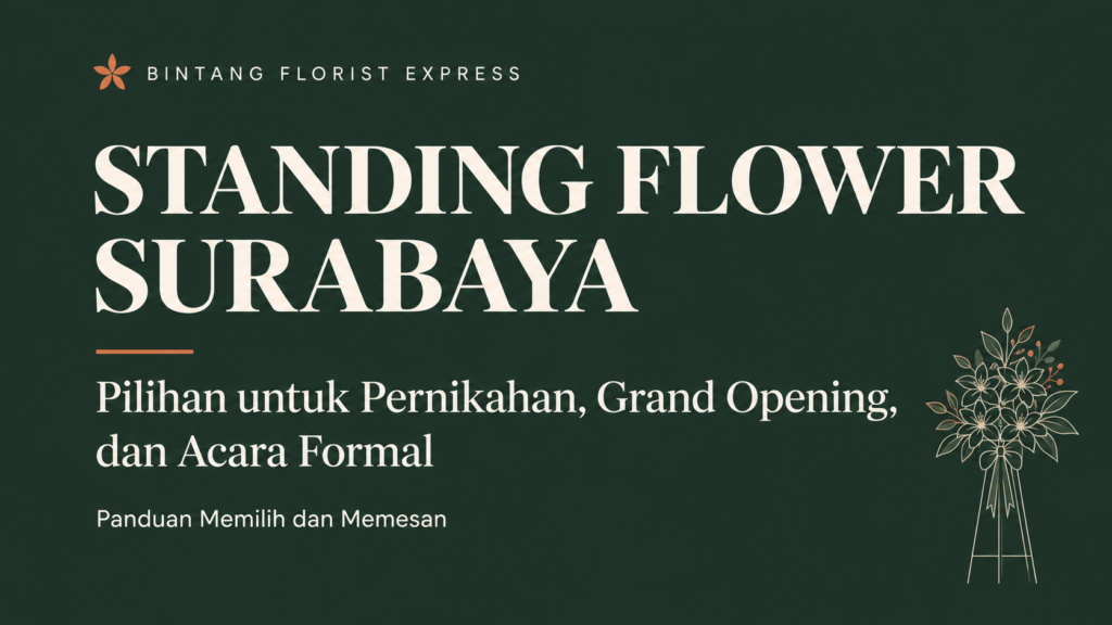Standing flower Surabaya untuk pernikahan, grand opening, dan acara formal — Bintang Florist Express.